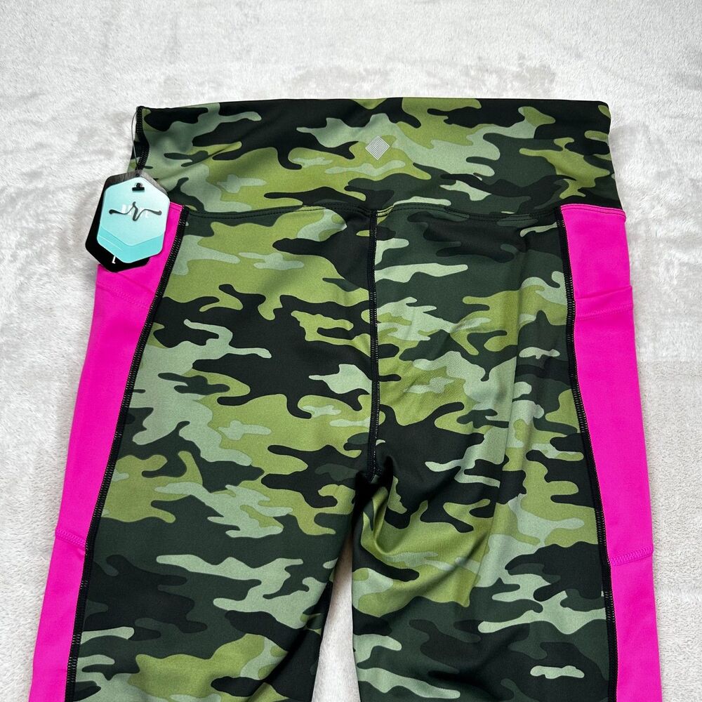 NWT Rise by LuLaRoe Women's Large Camo 7/8 Leggings Hot Pink Stripe High Waist - Picture 7 of 12